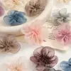 Flor de organza simulada de 5.5 cm con 5 pétalos y tela brillante, accesorio DIY para tocados, ropa, zapatos, sombreros, accesorios para el cabello y decoración de corsage