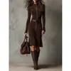 2025 Amazon Europeo y Americano Transfronterizo Otoño Moda Transfronteriza Europea y Americana Nuevo Elegante Elegante Vestido con Cremallera y Solapa