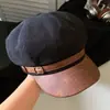 Boina de Cuero Marrón con Visera para Mujer Primavera Otoño Retro Maillard Adelgazante Octogonal Sombrero Circunferencia de Cabeza Grande Newsboy Sombrero de Pintor