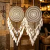 Apanhador de Sonhos Criativo de Crochê Europeu e Americano Pena Sino de Vento Pendurado Entrada de Casa Decoração de Interior Casamento Fundo Pingente Grande