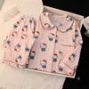 Pijama de primavera y otoño para mujer, de manga larga y pantalón largo, cuello de muñeca lindo, estilo princesa petite, para niñas, conjunto de ropa para el hogar para dormitorio de estudiantes