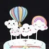 Paquete de 10 bolas de pelo para decorar tartas de cumpleaños, nubes, luna roja enchufable, nubes blancas, adornos de arcoíris para tartas, banderas.