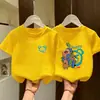 Camiseta de Verão Tendência para Meninos em Algodão Puro Fino para Crianças e Pré-Adolescentes, Camiseta Casual Versátil de Manga Curta para o Verão