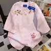 Camiseta Estilo Japonês Gola Redonda Para o Trabalho Fofa Estampa de Desenho Animado Verão 2025 Tie-Dye Manga Curta Par Solto para Homens e Mulheres