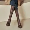 Primer Encuentro Ji Botas Elásticas de Tacón Alto Adelgazantes Impermeables Plataforma Botas Largas Mujer Punta Cuadrada Tacón Grueso Suela Gruesa Hasta la Rodilla Ajustadas Botas Largas