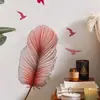 Adesivos de Parede de Gansos Rosa com Penas Transfronteiriços para Decoração de Atmosfera na Parede de Fundo da Entrada do Quarto, PVC Autoadesivo Removível