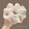 Goma para el pelo de estilo coreano, tamaño extragrande, de intestino de cerdo, estilo casual para niñas, linda cuerda floral para coleta con lazo