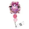 Porta credencial retráctil de Halloween Fantasma Rosa Murciélago Calabaza Clip retráctil para credencial de acrílico Porta identificación de oficina para personal médico