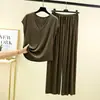 Traje de pantalón sin mangas con cuello en V de modal para mujer, verano, fino, color liso, casual, holgado, talla grande, conjunto de dos piezas para casa