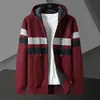 Suéter de Punto con Bloques de Color para Hombre, Otoño e Invierno 2025, Exportación Transfronteriza, Talla Grande, Cardigan Casual con Capucha