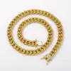Cadena Cubana de 18MM Chapada en Oro Europea Pulsera de Personalidad para Hombre con Circonita de Cobre Totalmente Diamantada Estilo Grueso de Moda