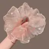 Elástico de Cabelo de Tule da Princesa Sereia sob o Sol~Faixa de Cabelo de Pérolas Estilo Coreano com uma Vibração Brilhante, Elástico de Cabelo Scrunchie de Nicho para Mulheres