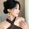 Pendientes Tejidos de Bambú y Ratán Amigables para Fotos de Viaje de Verano para Mujeres, Estilo Bohemio de Vacaciones, Pendientes Exagerados de Acetato