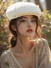 Boina de Lã de Ovelha Outono e Inverno Moda Versátil Versão Coreana 2025 Novo Chapéu Retrô Emagrecimento Facial Artista Boina Newsboy