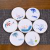 Posavasos de cerámica dorada pintado a mano, creativo portavasos de porcelana blanca dulce, juego de té con aislamiento térmico, accesorios para ceremonia del té de kung fu para el hogar