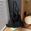 Bolsa de Paja Tejida Estilo Nuevo de Verano Gran Capacidad Vacaciones en la Playa Bolsa de Playa Hueca Casual Bolso Tote de un Solo Hombro para Debajo del Brazo