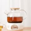 Té de la Tarde de Lujo Ligero Tetera de Flores Vela Hirviendo Té Resistente a Altas Temperaturas Salón de Belleza Juego de Té de Flores y Plantas Té de Frutas de Vidrio Vela de Ciruela Excelente