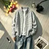 Suéter cárdigan con cremallera estilo americano para hombre, chaqueta de punto vintage de otoño, chaqueta casual y elegante con un toque de alta gama