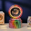 Bola de Cristal Transfronteiriça Base Giratória com Textura de Madeira Luminária Noturna Brilhante Lâmpada do Céu Estrelado 3D Decoração de Mesa Presente Criativo de Feriado