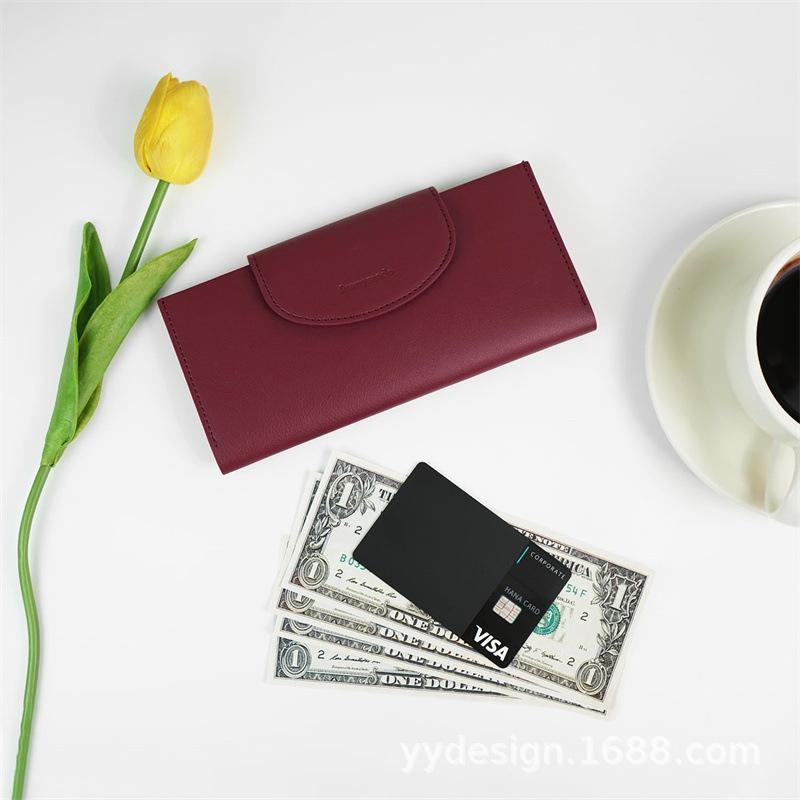 女士一体式长款双折双层PU 皮革钱包