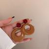 Pendientes geométricos redondos retro estilo Hong Kong con aguja de plata, elegantes, ligeros, de lujo, personalizados, de alta gama para mujer.