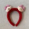 Diadema de Oso Lindo de Felpa Roja de Año Nuevo Otoño e Invierno para Casa Diadema Linda Pasador Accesorios para el Cabello Sombrero de Felpa