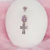 Anillo Cruzado para Ombligo de Tres Colores con Circonita Incrustada de Cobre, Joyería para Piercing de Ombligo Chapada en Oro Real de 18K