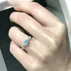 Comercio Exterior Venta Caliente Alta Imitación Natural Santa Maria Zhengyuan Aguamarina Lujo Ligero Anillo Combinable Anillo con Sensación de Alta Gama para Mujer