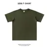 Camiseta de manga corta para hombre de algodón pesado de 320 g estilo japonés verano color tierra aguja de tres piezas cuello redondo camiseta holgada manga media
