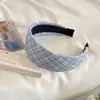 Faixa de Cabelo Xadrez Retrô Estilo Coreano para Mulheres, Faixa de Cabelo de Esponja Estilo Academia, Presilha de Cabelo com Borda Larga, Confortável de Usar, Acessórios de Cabelo para Lavar o Rosto
