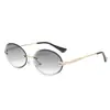 A18904 gafas de sol ovaladas retro con corte de diamante para mujer Gafas con textura de cristal gafas sin montura venta al por mayor