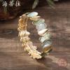 Pulsera Elástica de Esmalte Geométrica de Pétalos de Venta Caliente Transfronteriza Pulsera Elástica de Flores para Mujer Moderna y de Alta Gama