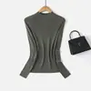 Suéter de lana Yaqi sin costuras lavable a máquina, nuevo para otoño e invierno, cuello redondo, capa interior, suéter base tejido de hilo Yangzi para mujer