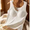 Nuevo chaleco térmico de encaje para otoño e invierno para mujer, con copas incorporadas y un diseño sin costuras, perfecto como capa interior o como top de tejido cepillado para ventas transfronterizas