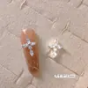 Nuevos Diamantes Completos Plateados Estilo Punk Cruz Arte de Uñas Pedrería Circonita de Alta Transparencia Estrella de Cuatro Puntas Decoración 3D para Uñas Accesorios