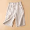 Shorts de Lino de Algodón para Mujer Verano Sueltos Delgados Transpirables Elastómero Cintura Alta Pierna Ancha Pantalones Combinables Adelgazantes Hasta la Rodilla Casuales