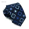 Gravata Masculina Formal de Negócios Xadrez Azul Escuro 8cm de Largura Estilo Coreano Terno Noivo Casamento Moda Mão Estilo Longo