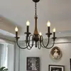 [Transfronterizo] Lámpara de Restaurante, Nuevo Candelabro Retro, Luminaria de Madera Maciza, Estilo Vela, Estilo Country Francés, Sala de Estar, Casa de Huéspedes, Estilo Americano de Alta Gama