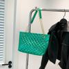 Bolso de mano grande de color liso con bordado de rombos, nuevo 2023, brillante, para llevar en la mano, con correa de hombro de tela de canalé a cuadros, de moda