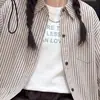 Camisa Listrada Casual Estilo Coreano para Meninas na Primavera e Outono, Conjunto de Roupa de Outono Estiloso e na Moda para Meninas Mais Velhas, Conjunto Tendência de Três Peças para Crianças