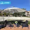 Conjunto de Mesa e Cadeiras de Exterior com Guarda-sol, Cadeiras de Rattan para Lazer em Terraço Externo, Varanda, Conjunto de Três ou Cinco Peças de Rattan com Arte em Ferro para Jardim