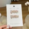 Crema KittyY Durazno Dulce Fresca Estilo Crema Pintado a Mano Estampado de Leopardo Rosa Gato Lolita Cadena Arte de Uñas