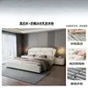 Cama de luxo leve estilo italiano, couro genuíno de alta qualidade, 1,8 x 2m, cama de casal para quarto principal 1,5m, cama moderna minimalista de casamento, cama de arte em couro