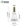Botella de vidrio cónica de 15 ml al por mayor, botella de perfume triangular, botella de bola para aceite de esencia, botella gotero cosmético, frasco para gotas
