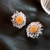 Pendientes de plata con forma de flor, con borlas de diamantes y perlas, elegantes y con estilo de celebridades de Internet, pequeños y frescos, para mujer.