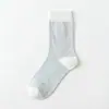 Calcetines de Algodón para Mujer, Nuevos Calcetines a Cuadros Color Block de Media Pantorrilla para Primavera y Otoño, Calcetines Holgados de Media Pantorrilla Transpirables y Absorbentes de Sudor Estilo Coreano para Mujer