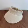 Sombrero de Copa Vacío Tejido de Lino de Verano para Mujer, Lujo Ligero, Plegable, Casual, Versátil, Sombrero para el Sol, Sombrero para el Sol de Viaje al Aire Libre