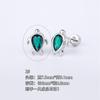 Acero titanio 316L chapado en oro cobre micro-incrustado circonio arete para cartílago de la oreja circonita verde arete para la oreja Europeo y Americano Comercio exterior transfronterizo perforación arete para cartílago de la oreja