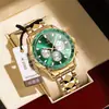 POEDAGAR Marca Baodaqie Comercio Exterior Multifuncional Correa de Acero Negocio Calendario de Tres Ojos Reloj de Cuarzo para Hombre 815
