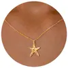 Colar Transfronteiriço Novo de Aço Inoxidável Estrela do Mar Caranguejo Zircônia Moda Feminina Versátil Estrela de Seis Pontas Cauda de Estrela do Mar Corrente para Clavícula